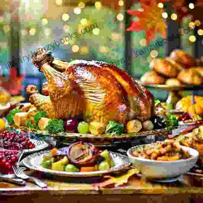 A Sumptuous Thanksgiving Feast Featuring A Golden Brown Turkey, Creamy Mashed Potatoes, Savory Stuffing, Tangy Cranberry Sauce, And A Flaky Pumpkin Pie. The Basic Cooking For Holidays The Complete Collection Of Thanksgiving Christmas And New Year Recipes